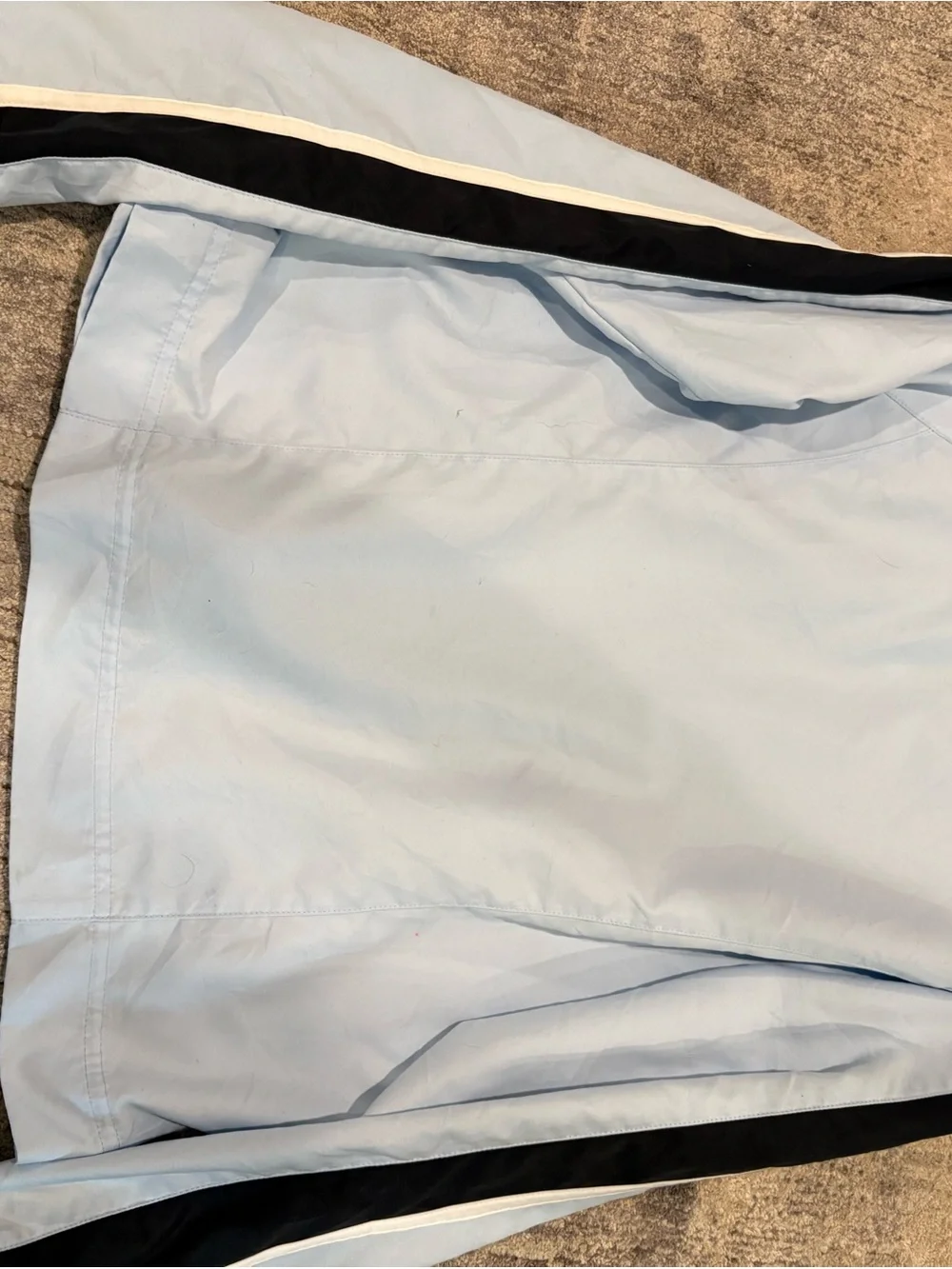 Nike Baby Blue Women’s Track Jacket with Black and White Stripes